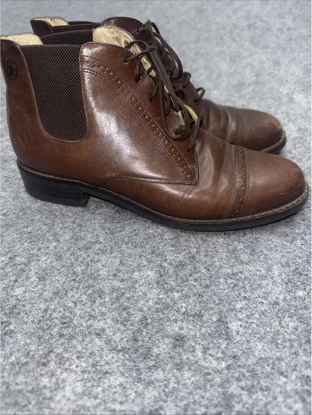 Ariat ATS Womens Chelsea  6 M Brown Leather Lace Up Boots Work Ankle Round Toe